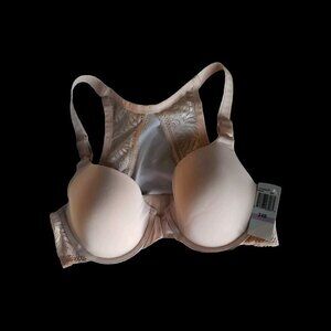 Paramour Women's Nursing Bra Front Back Close Lace T-Back Beige Maternity 34D